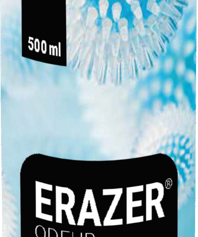 Erazer Odeur, 500ml. Destructeur d'odeurs persistant. Pulvérisation à fort débit. Désodorisation rapide grâce à des molécules destructrices d'odeur. Parfum de qualité, rémanence.