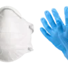 Masque et paire de gants de protection.